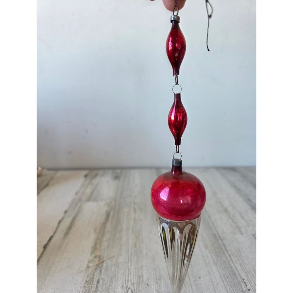 Antique ice cream cone mercury glass ornament beaded Xmas tree entire ornament